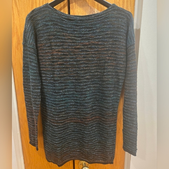 NWOT Sarah Pacini Green & Brown Long loose-fit Merino & Mohair sweater One Size - Picture 2 of 12